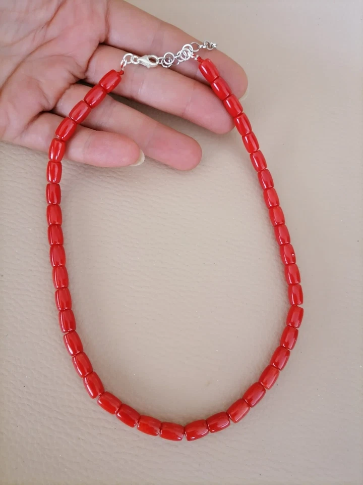 Collana ch. argento 925 cm 44/48 CORALLO Rosso, naturale - Immagine 3 di 4