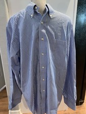 Brooks Brothers 346 Size 16.5 Long Sleeve Blue Button Down Shirt Blue Stripes