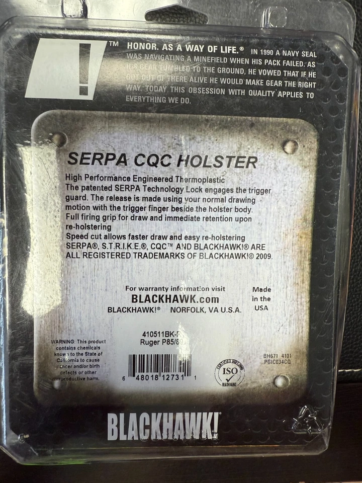 Blackhawk SERPA Concealment Gun Holster Size 11 Right Hand - Matte Finish - Image 2 of 2