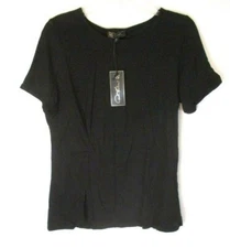 New DG2 Diane Gilman Shirt Black Medium Pull On Short Sleeve 687803 Women CBT19