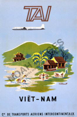 Viet-Nam TAI vintage air travel promotion poster 16x24