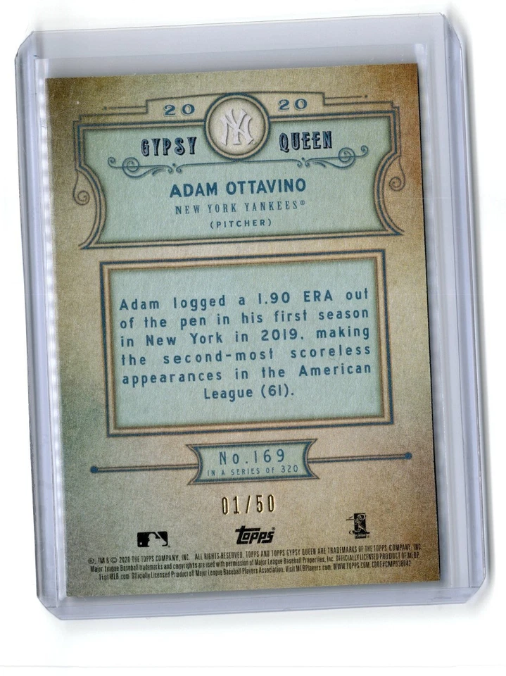 2020 Topps Gypsy Queen Black & White Adam Ottavino 01/50 New York Yankees #169 - Image 2 of 2