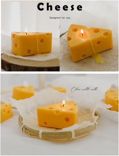 Cheese Shaped Scented Decorative Candle - Cute Fun Home Kitchen Food Decor Gift - Picture 11 of 12