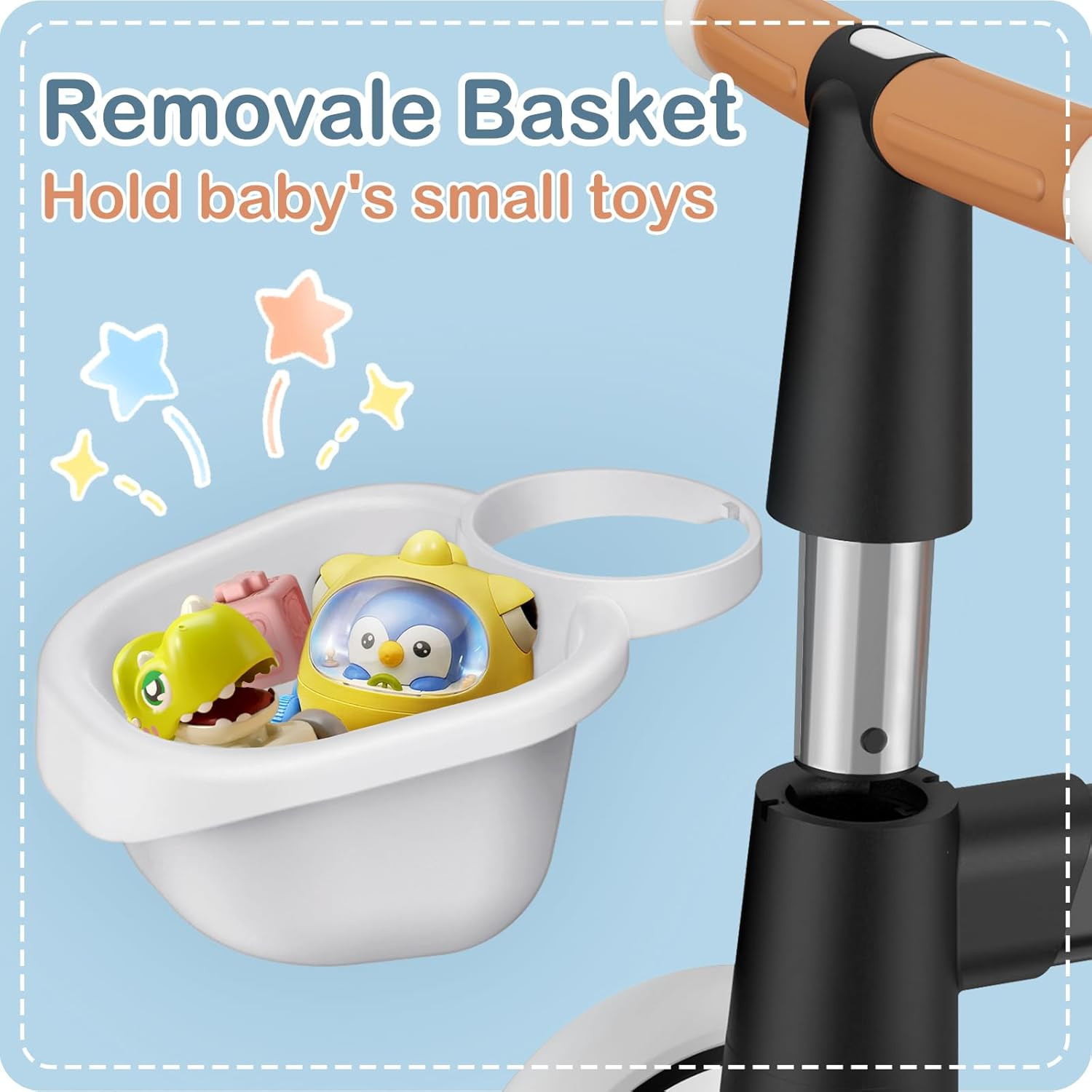 Colorful Lighting Baby Balance Bike for 1-2 Year Old Boys Girls, Adjustable Soft