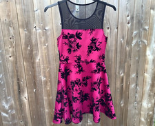 Cute Wine Black Street Wear Society Sleeveless, Flare Dress Netted Top For Sale