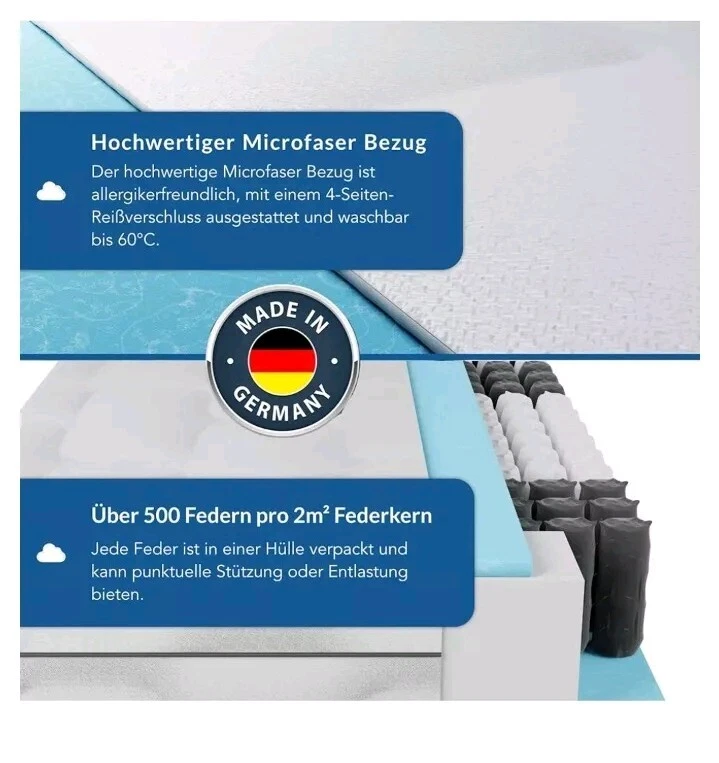 BMM Matratze 140x200 cm Ortho Medic Taschenfederkernmatratze Härtegrad... - Bild 4 von 4