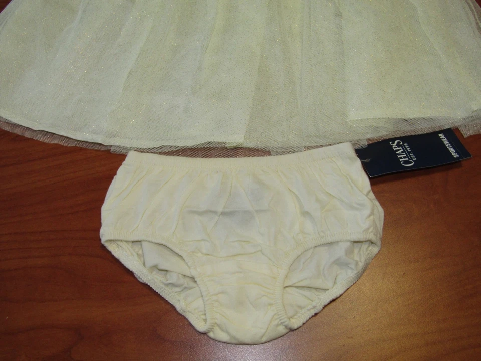 NUEVO CHAPS RALPH LAUREN BEBÉ NIÑA CREMA VESTIDO DE FIESTA CONJUNTO DE 2 PIEZAS 12M 18M 24M Foto 4 de 4