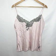 Julianna Rae Indulgence Silk Camisole Top L Light Pink Lace Cami Fairy Coquette
