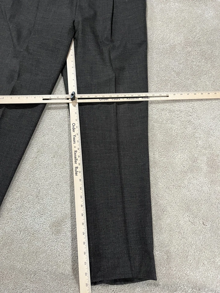 Pantalones Canali Para Hombres 40x33 Marrón Pata de Gallo Lana Vestido Pantalones Plisados Foto 2 de 4