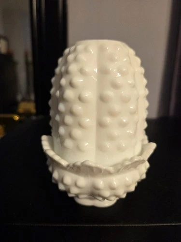 Vintage Fenton Milk Glass Hobnail Fairy Lamp 4.5"