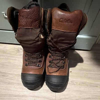Cabela's Men's Brown Lined Leather Lace Up Mid-Calf Snow Boots Round Toe US 10