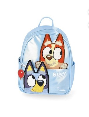Bluey Kids Backpack Light Blue Bluey Bingo Cartoon Zip Closure Adjustable Straps