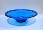 John Nickerson Blenko Art Glass Centerpiece Bowl Blue Vintage 1960s Mid Century