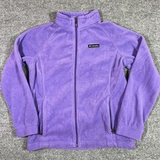 Columbia Fleece Jacket Youth XL 18/20 Purple Full Zip Pockets Outdoor Hiking