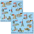 SOUVENIR BLOCKS SQUARE DE MARIGNY N°13 L'EURO BY F. GUIOL, 2 NEW BLOCKS** 2001