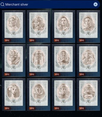 MERCHANT & SMUGGLER EPIC BOXLOADER SILVER 300cc SET TOPPS STAR WARS CARD TRADER