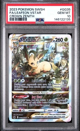 PSA 10 Leafeon Vstar GG35/GG70 Sword Shield Crown Zenith