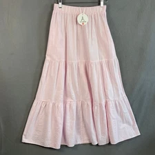 Anrabess Women's Tiered Maxi Skirt Size M Pink NWT