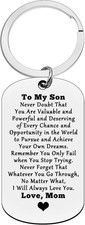 Son Keychain Gift from Mom Inspirational Stainless Steel Gift for Son
