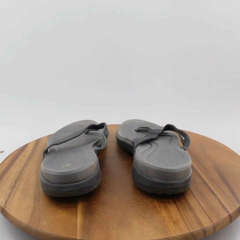 CROCS Dual Comfort Capri Women’s Size 9 Black Leather Thong Flip Flop Sandals - Image 4 of 4