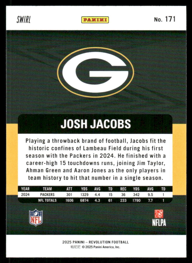 2025 Panini Revolution #171 Josh Jacobs Red Swirl