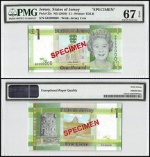 Jersey 1 Pound, 2010 ND, P-32as, Specimen, PMG 67