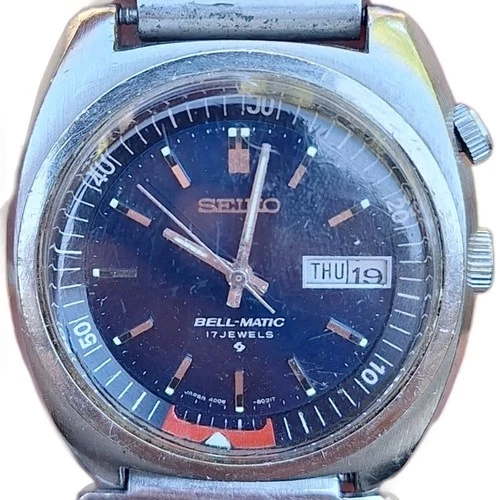 Seiko Bellmatic 4006-6021T Automatic Watch Vintage Blue Dial Used Men's Watch