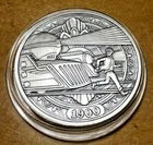 1oz Silver Antique Round - Hobo Nickel - 1900 AMERICA (Trains) EDGE STRUCK #0054