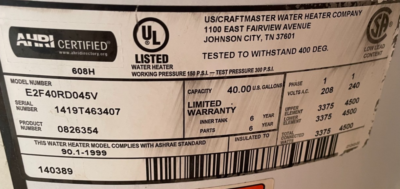 Model Number Whirlpool E2f40rd045v Year Made Anode Rod Whirlpool