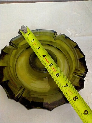 Fostoria MCM grün 1887 mattierter Adler Zigaretten-/Zigarrenaschenbecher 7,5" schwer  - Bild 8 von 8