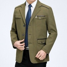 Mens Trench Jacket Windbreaker Outwear Parka Lapel Cotton Overcoat Business