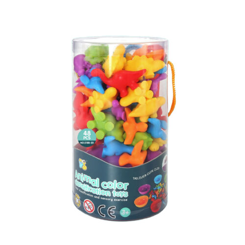 1 Set Giocattoli Montessori Colorati Divertenti Arcobaleno-dinosauri-giocattoli-contabili - Foto 1 di 18