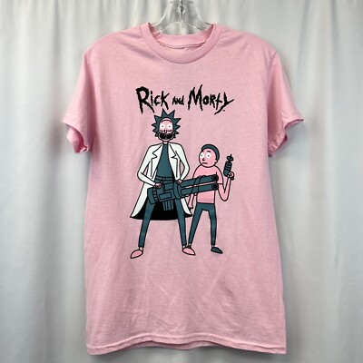 Adult Swim Unisex Rick and Marty T-Shirt Short Sleeve Pink/Multi Size Small