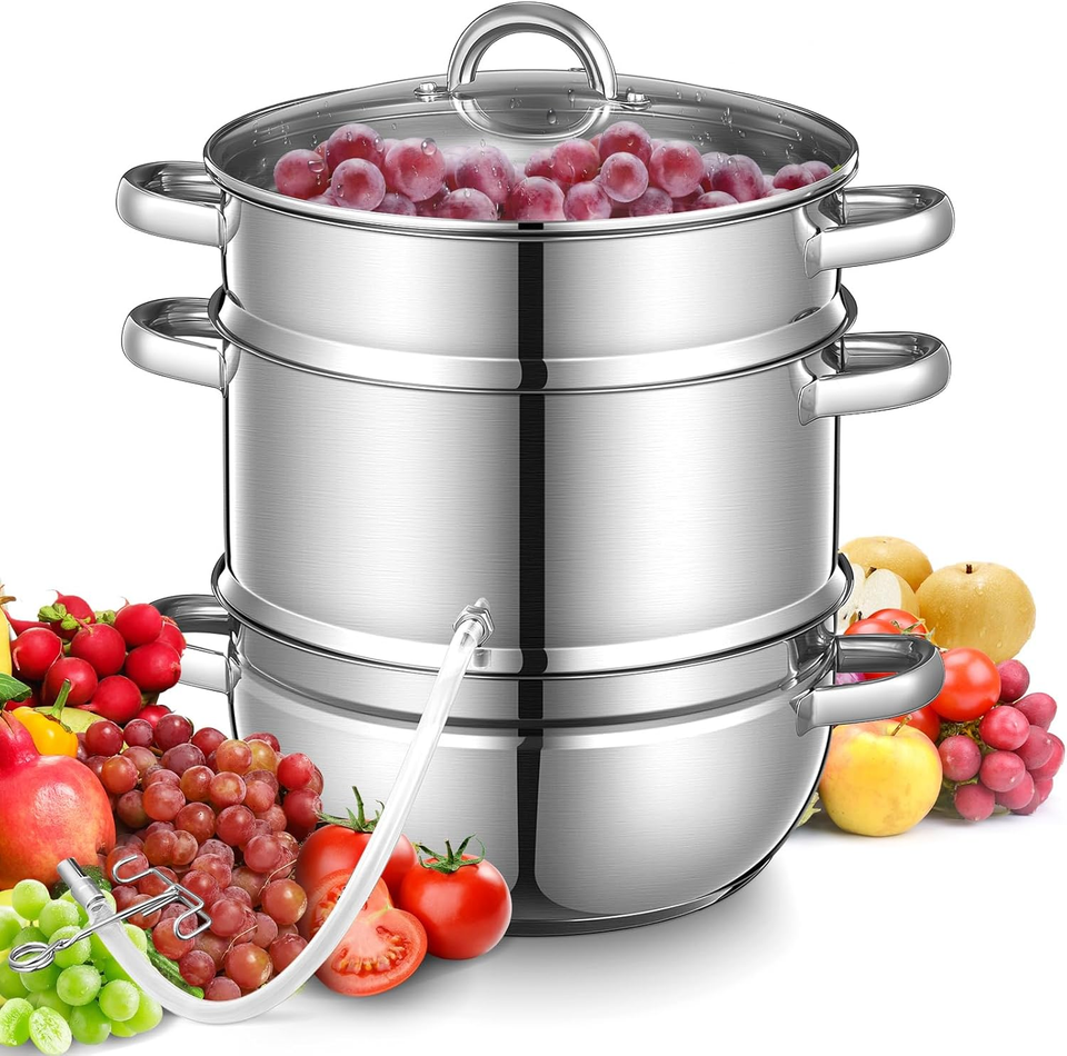 FOHERE 11Qt Steam Juicer Extractor for Canning, Juice Steamer Stainless