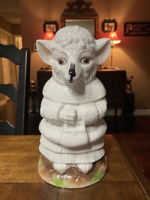 9.5''x5'' Vtg. European Porcelain Artic Fox/Wolf In Sheep's Clothes Bank
