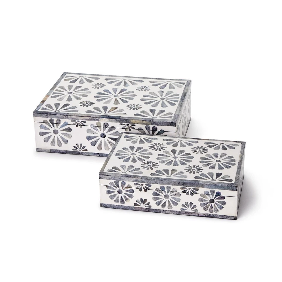 Handmade Flora Set of 2 Storage Box – Resin Wooden Jewelry Box – Decorative Box - Image 3 of 4