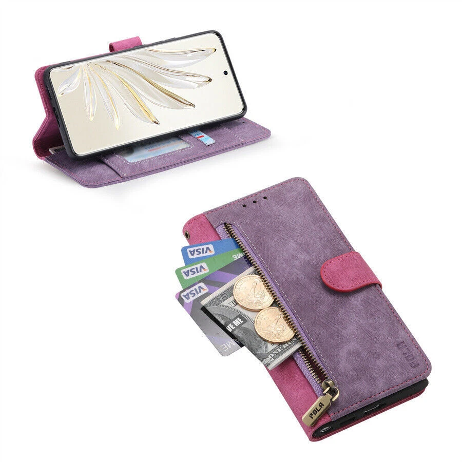 Zipper Leather Wallet Phone Case for Huawei Y6P Y9 Y7 Y6 Y6P Y7P Nova 7 8 9 10 - Image 3 of 4