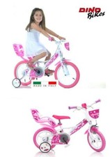 BICI BICICLETTA BAMBINA BIMBA CON ROTELLE E FRENO 3 4 5 6 7 ANNI BIANCA ROSA