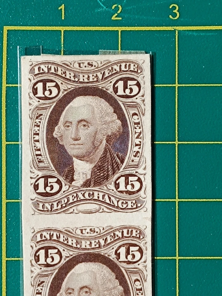 US Stamp,Official revenue Inl.Exchange,Pair of 15c,Proof on Card,VF,SCV 200 - Image 3 of 4