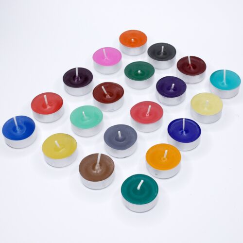 Bunte Teelichter, 20 Stück,  in 20 verschiedenen kräftigen Farben, ohne Duft - Bild 1 von 2