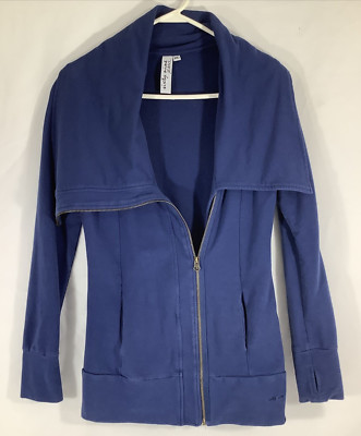 69 Sixty Nine Jeans Blue Large Statement Collar Sweater Zip Up Sz XL