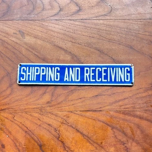 Porcelain Shipping and Receiving Industrial Vintage Enamel Sign Warehouse  8x1.5
