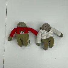 PG TIPS Knitted Toy Monkeys Red White Outfit Soft Toys Collectible Pair 2 Items