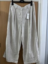 Marks and spencer M&S Linen Blend Wide Leg Trousers Size 18 Short