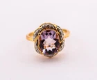 VINTAGE CLYDE DUNEIER CID GOLD OVER STERLING PURPLE STONE RING #11