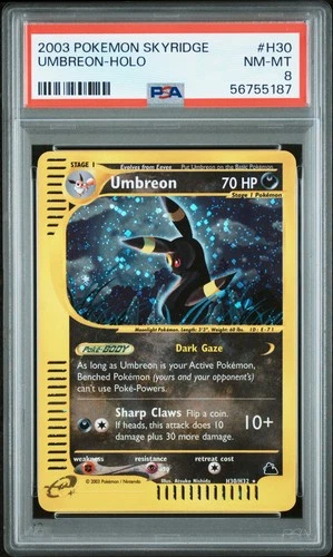2003 POKEMON SKYRIDGE #H30 UMBREON-HOLO PSA 8