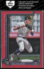 2025 Topps Chrome Aaron Schunk 238 RC Red Refractor /5 | Colorado Rockies