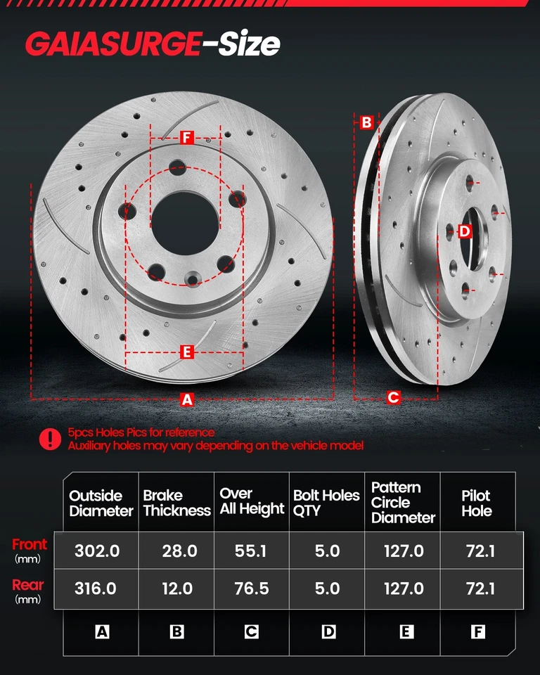 Front Rear Rotors Ceramic Brake Pads Kit for Ford Expedition Lincoln Navigator Foto 3 de 4