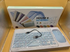 Slim Bluetooth Wireless Keyboard with Mouse Combo 7 Colors Fits PC Laptop Mac