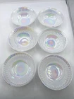 6 Vintage Federal Glass 1970s Moon Glow Pearlescent White Iridescent Dishes 5"